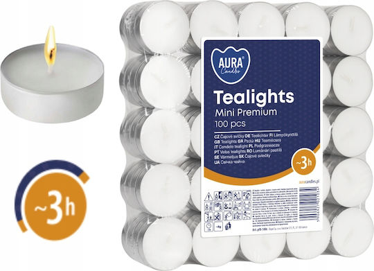 Aura Glass Ρεσώ σε Λευκό Xρώμα (έως 3 Ώρες Καύσης) 100τμχ