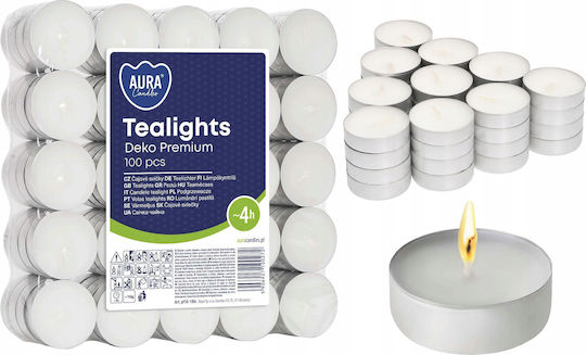 Aura Glass Aromatic Tealights In White Colour 100 Pieces