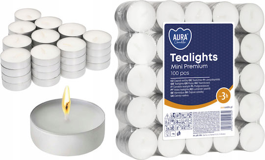 Aura Glass Ρεσώ σε Λευκό Xρώμα (έως 3 Ώρες Καύσης) 100τμχ