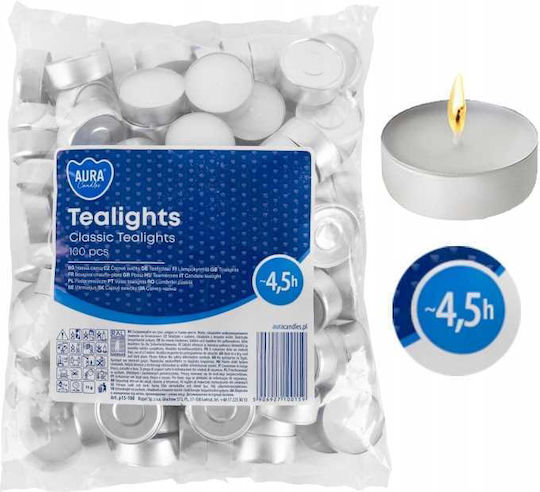 Aura Glass Aromatic Tealights In White Colour 100 Pieces