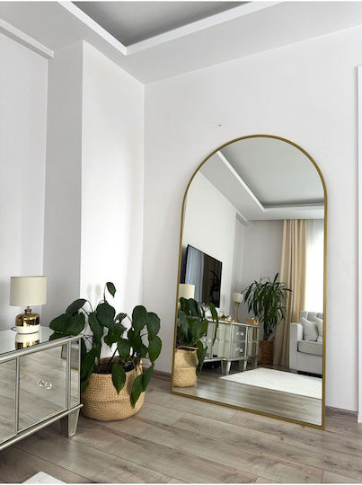 SteweHome Oval Mirror with Gold Metal Frame 180x100cm