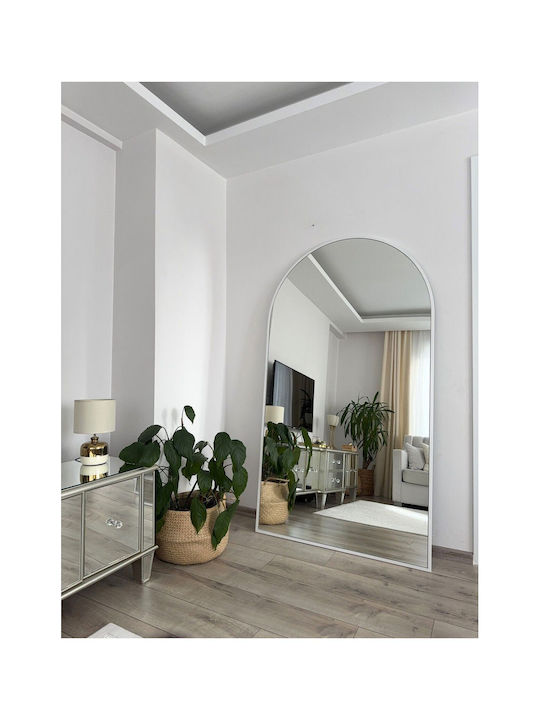 SteweHome Oglindă Ovală cu Ramă Metalică Albă 180x100cm