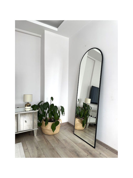 SteweHome Boden- oder Standspiegel Oval mit Schwarzem Metallischem Rahmen 180x70cm