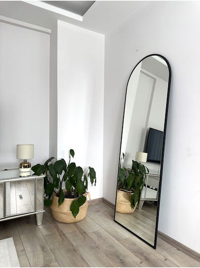 SteweHome Boden- oder Standspiegel Oval mit Schwarzem Metallischem Rahmen 180x70cm