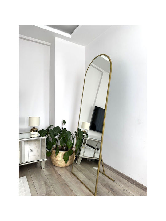 SteweHome Oglindă Ovală cu Ramă Metalică Aurie 180x70cm