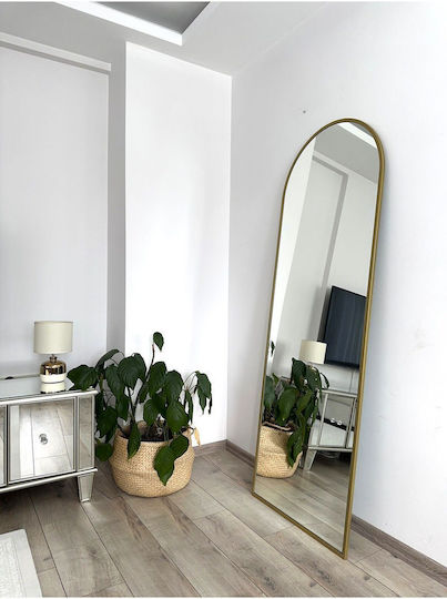 SteweHome Boden- oder Standspiegel Oval mit Goldmetallischem Rahmen 180x70cm