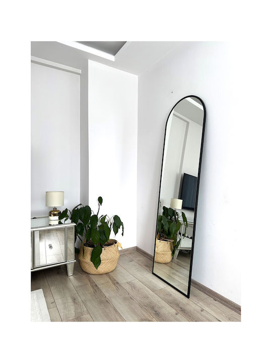 SteweHome Ovaler Boden- oder Standspiegel mit Schwarzem Metallrahmen 180x60cm