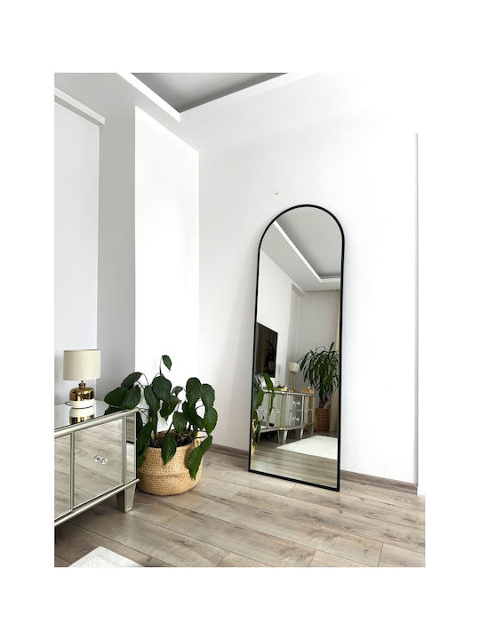 SteweHome Ovaler Boden- oder Standspiegel mit Schwarzem Metallrahmen 180x60cm