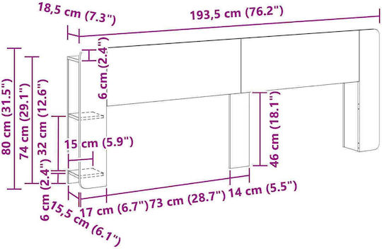 vidaXL vidaXL Hölzernes Kopfteil Für Bett Braun 193,5x80cm