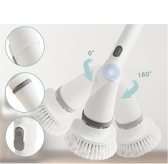 Perie Electrică Rotativă De Curățare Cu 6 Capete Alb Gri 360 De Grade