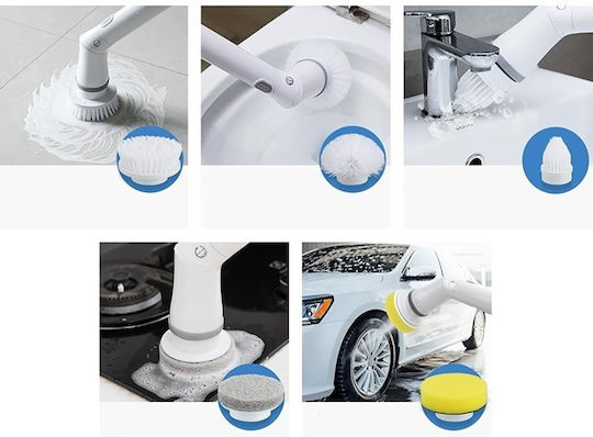 Perie Electrică Rotativă De Curățare Cu 6 Capete Alb Gri 360 De Grade