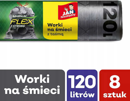 Jan Niezbędny Biologisch Abbaubare Müllsäcke mit 120l Fassungsvermögen 3x8 Stück Grau