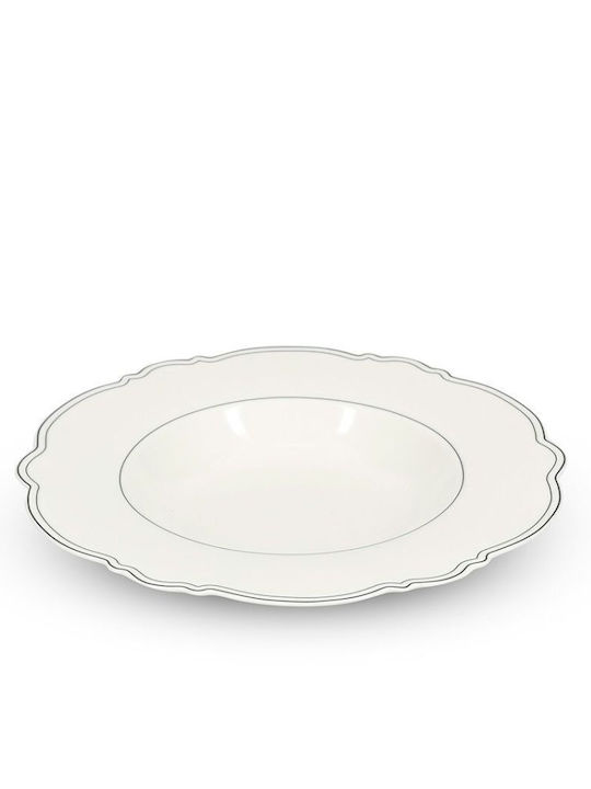 Salt & Pepper Deep Serving Plate from Porcelain White with Diameter 23.5cm 2 Pieces