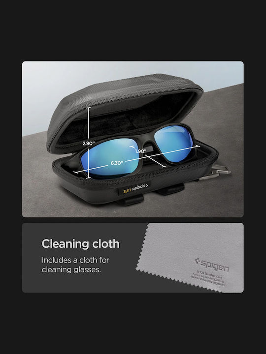 Spigen Sunglass Case Lock Fit Lf520 Acs09444 Universal Zipper Built In Metal Clip Bottle Opener Black