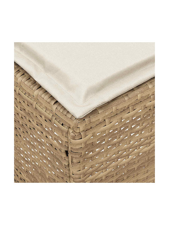 Garden Stool Cube Outdoor Rattan with Beige Cushion 2 Pieces 38x38x45cm