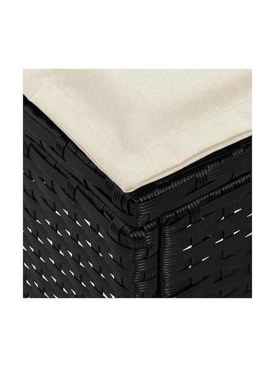 Gartenhocker Würfel Außeneinsatz Rattan mit Kissen Schwarz 2 Stück 38x38x45cm