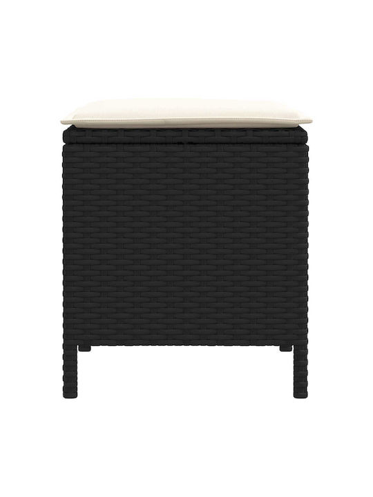 Gartenhocker Würfel Außeneinsatz Rattan mit Kissen Schwarz 2 Stück 38x38x45cm