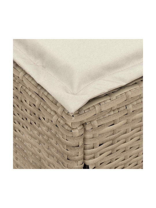 Gartenhocker Würfel Außeneinsatz Rattan mit Beige Kissen 80x38x42cm