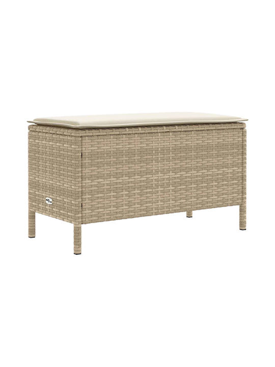 Gartenhocker Würfel Außeneinsatz Rattan mit Beige Kissen 80x38x42cm