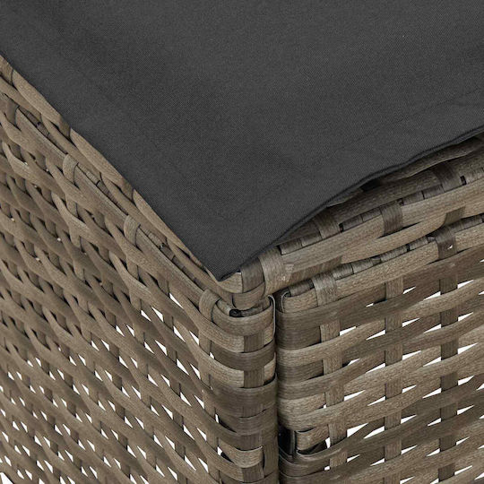 Garden Stool Cube Outdoor Rattan with Cushion Grey 80x38x45cm