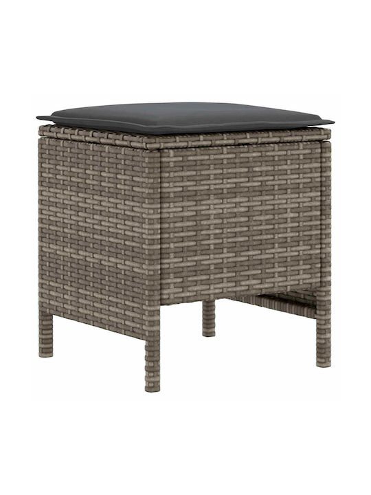 Gartenhocker Würfel Außeneinsatz Rattan mit Grauem Kissen 2 Stück 38x38x45cm