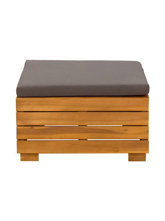 Wooden Cube Garden Stool with Cushion Brown 60x60x30cm