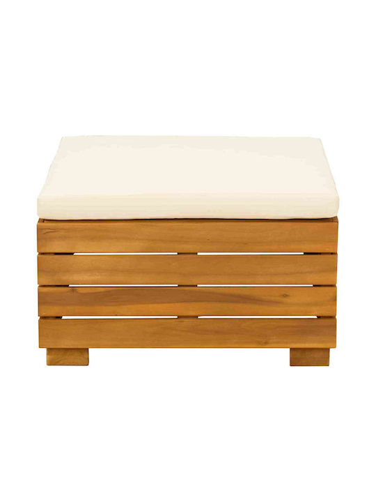 Wooden Cube Garden Stool with Cushion Brown 60x60x30cm