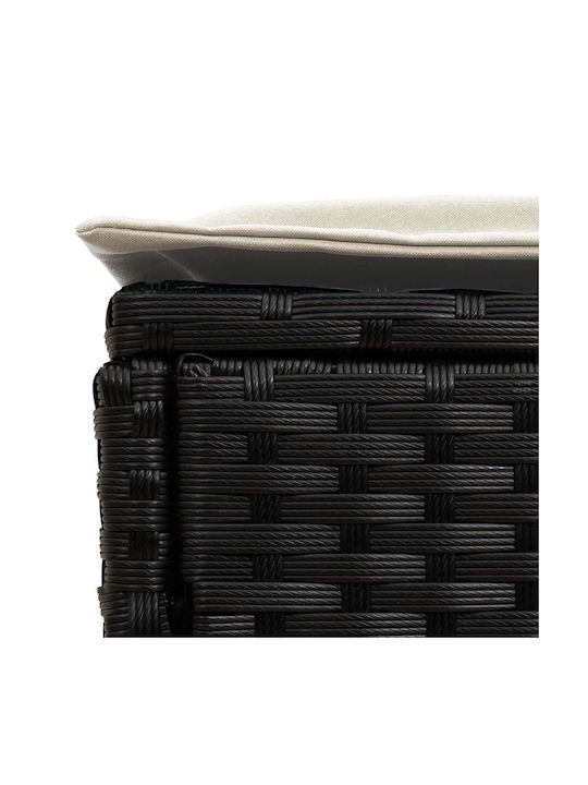 Σκαμπό Rattan Μαύρο Και Κρέμα 80x38x45cm Σκαμπό Rattan Μαύρο Και Κρέμα 80x38x45cm