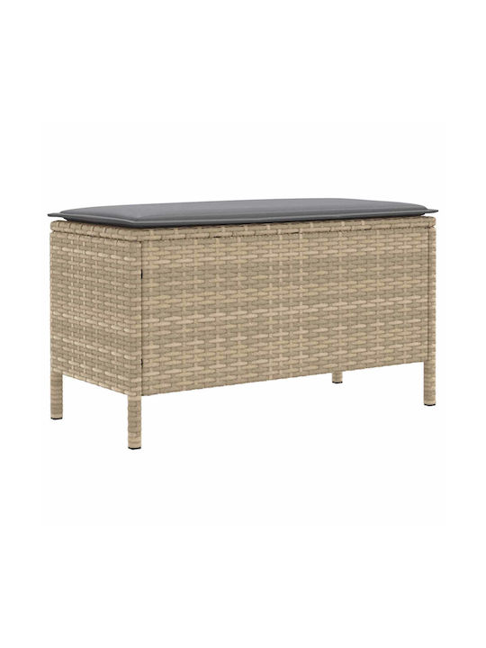 Gartenhocker Würfel Außeneinsatz Rattan mit Kissen Beiges und Hellgraues 80x38x42cm