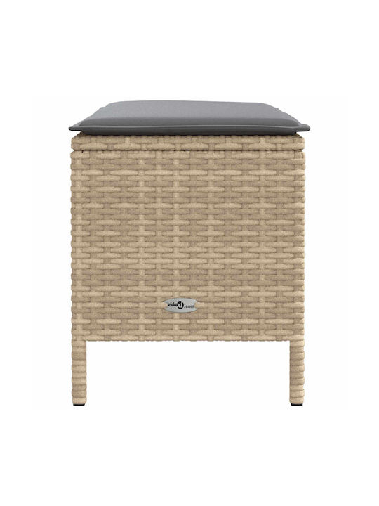 Gartenhocker Würfel Außeneinsatz Rattan mit Kissen Beiges und Hellgraues 80x38x42cm