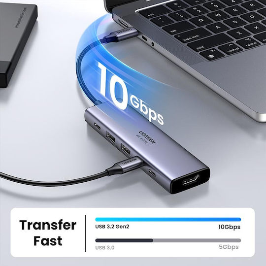 Ugreen CM511 USB-C Docking Station with HDMI 4K PD Gray