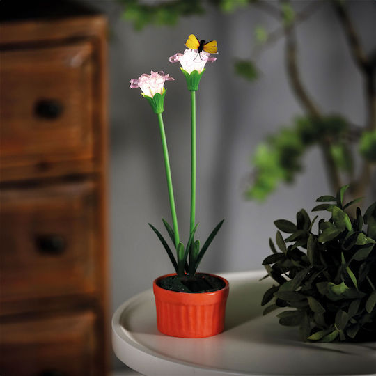 Lampă Solară Floare Alb Cald cu Fotocelulă IP44 8x8x32cm