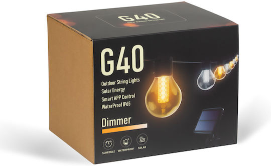 Set 15 Lămpi Solare Suspendate Ghirlandă 1.5W Bluetooth cu Fotocelulă și Telecomandă IP65