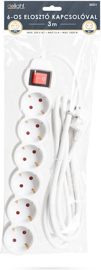 Power Strip 6 Sockets with Switch and Cable 3m