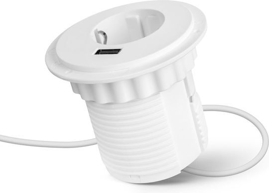 Μονόπριζο με USB-A και Καλώδιο 1.5m