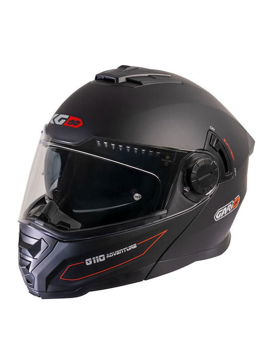 Garibaldi FG110 Matt Schwarz/Rot Motorradhelm Flip-Up ECE 22.06 Gewicht (+/-50 gr) mit Sunvisor