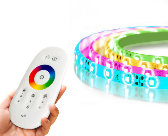 Bandă LED RGB Rezistentă la Apă 5m Tip SMD5050 cu Sursă de Alimentare și Telecomandă