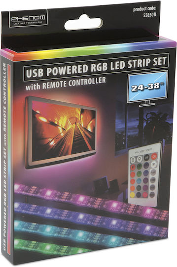 Bandă LED Pentru Televizor USB 5V RGB 0.3m Tip SMD5050 cu Sursă de Alimentare și Telecomandă