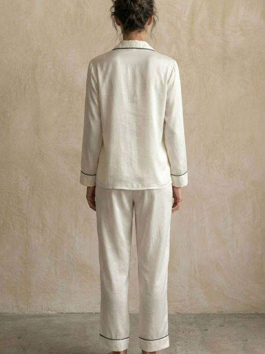 Zizo Set Pijamale pentru Femei White Ivory