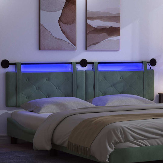 vidaXL Fabric Bed Headboard Cushion Light Blue 210x55cm