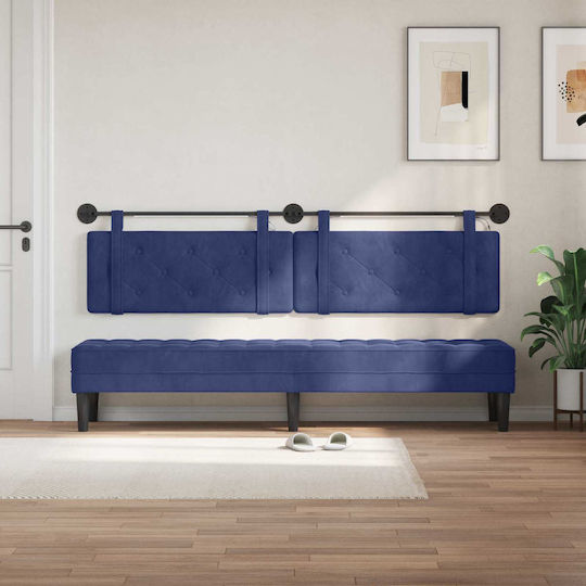 vidaXL Stoff-Kopfstütze für Bett Blau 210x55cm