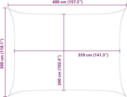 vidaXL Правоъгълно Shade Sail Бяло с PU Покритие
