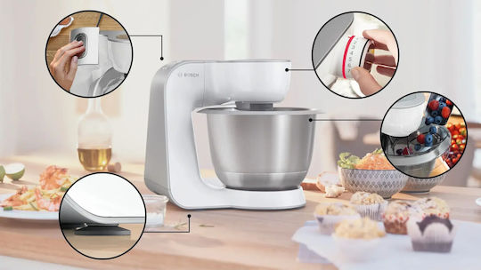 Bosch Serie 4 Κουζινομηχανή 1000W με Ανοξείδωτο Κάδο 3.9lt