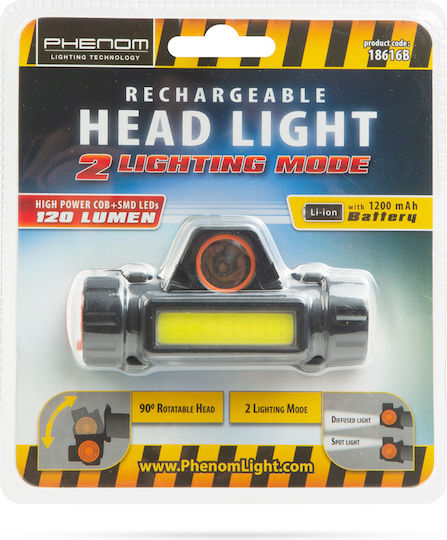 Lampă Frontală LED Reîncărcabilă IP54 cu Luminozitate Maximă 120lm