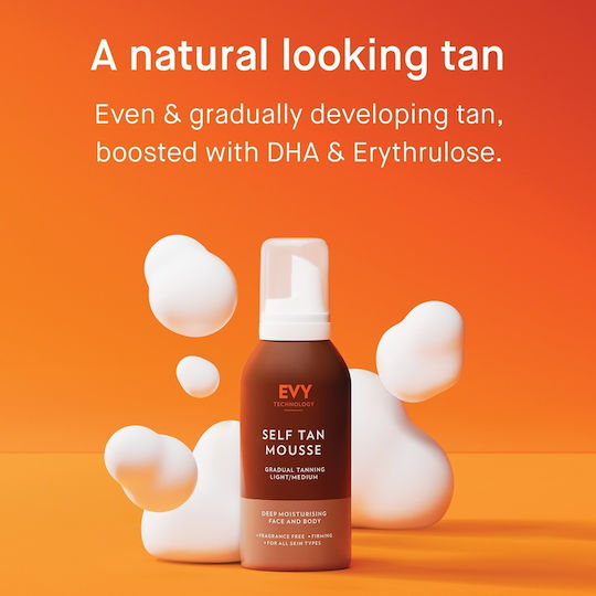 Evy Technology Self Tanning Mousse For Face And Body Light Medium 150ml