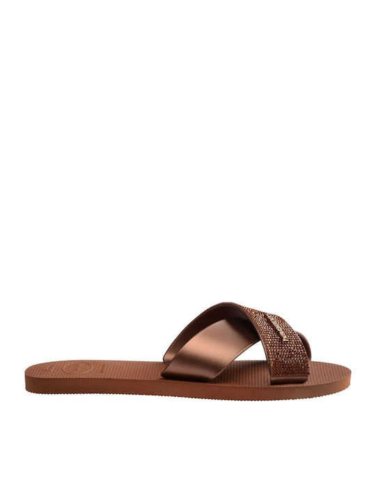 Damen Flache Sandalen Braun