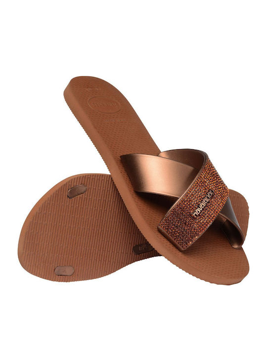 Damen Flache Sandalen Braun