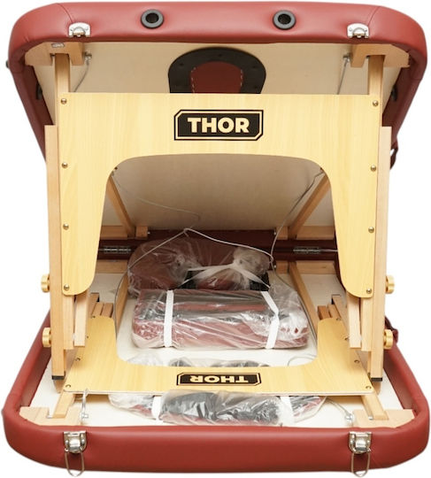 Thor Pat de Fizioterapie Portabil/Pliabil Burgundy din Lemn 60x213 cm