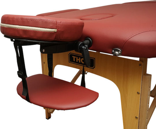 Thor Pat de Fizioterapie Portabil/Pliabil Burgundy din Lemn 60x213 cm