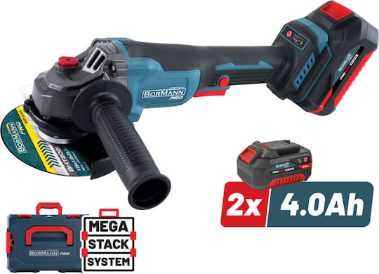 Bormann Pro BBP3651X44CA Τροχός 125mm Μπαταρίας Brushless με Ρύθμιση Στροφών 2x4Ah